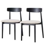 Set di 2 sedie per sala da pranzo Lolif Tessuto / Legno massello di quercia - Beige / Nero - Nero
