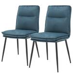 Chaises Milhac (lot de 2) Tissu / Fer - Bleu pétrole / Noir