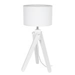 Lampe Rene Tissu mélangé / Hêtre massif - 1 ampoule - Blanc