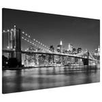 Memoboard Nighttime Manhattan Bridge II Stahl / Vinyl-Spezialfolie - Schwarz / Weiß - 90 x 60 cm