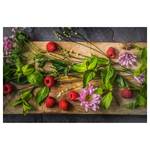 Magnettafel Blumen Himbeeren Minze Stahl / Vinyl-Spezialfolie - Mehrfarbig - 90 x 60 cm