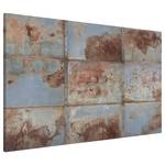 Memoboard Shabby Industrial Metalloptik Stahl / Vinyl-Spezialfolie - Blau / Metallisch - 90 x 60 cm