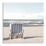 Glasbild Strandkorb Sicherheitsglas - Blau