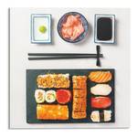 Glasbild Sushi Menu Sicherheitsglas - Mehrfarbig