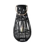 Windlicht Jiri Rattan - Schwarz - Höhe: 76 cm