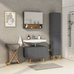 Set di 3 mobili da bagno LINDHOLM A Rovere parzialmente massello - Grigio opaco