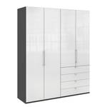 Armoire à portes pliantes Loft I Havanna / Verre Blanc - Hauteur : 236 cm - Tiroir à droite