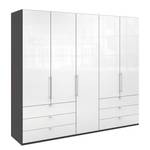 Falttürenschrank Loft IV Havanna / Glas Weiß - 250 x 216 cm - Schublade außen