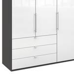 Falttürenschrank Loft IV Havanna / Glas Weiß - 250 x 216 cm - Schublade außen