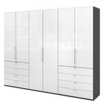 Falttürenschrank Loft IV Havanna / Glas Weiß - 300 x 236 cm - Schublade außen