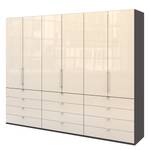 Vouwdeurkast Loft II Havanna / Magnoliakleurig glas - 300 x 236 cm