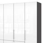 Falttürenschrank Loft IV Havanna / Glas Weiß - 300 x 236 cm - Schublade mittig