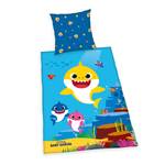 Beddengoed Baby Shark katoen - blauw