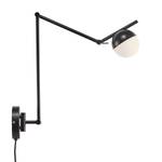 Wandlamp Contina opaalglas/staal - 1 lichtbron - Zwart