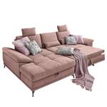 Ecksofa Odenas Webstoff - Webstoff Palila: Mauve - Longchair davorstehend links - Mit Schlaffunktion