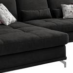 Ecksofa Odenas Webstoff - Webstoff Palila: Schwarz - Longchair davorstehend links - Ohne Schlaffunktion