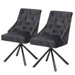 Chaises capitonnées Jambles (lot de 2) Velours / Fer - Gris foncé / Noir