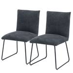 Gestoffeerde stoel Malaville (set van 2) chenille/ijzer - grijs/zwart