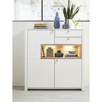 Credenza Cordelle II Incl. illuminazione - Bianco opaco / Faggio selvatico