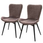 Gestoffeerde stoelen Mettray (set van 2) vlakweefsel/massief beukenhout - Taupe
