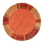 Laagpolig vloerkleed Ambadi Rund scheerwol - Terracotta - Diameter: 150 cm