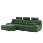 Ecksofa Valleres Webstoff - Webstoff Nila: Grün - Longchair davorstehend links - Ohne Hocker