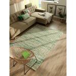 Tapis Smooth Comfort Diamond Laine vierge / Coton - Vert - 65 x 135 cm