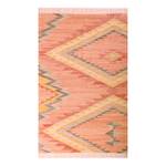 Wollen vloerkleed Vintage Zigzag wol/katoen - bessenkleurig - 65 x 135 cm