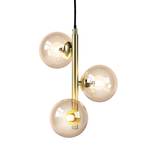 Hanglamp KJUL 3 lichtbronnen Glanzend goudkleurig metaal/Amberkleurig glas