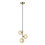 Hanglamp KJUL 3 lichtbronnen Glanzend goudkleurig metaal/Amberkleurig glas