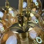 Hanglamp KJUL 7 lichtbronnen Glanzend goudkleurig metaal/Amberkleurig glas