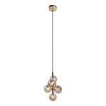 Hanglamp KJUL 5 lichtbronnen Glanzend goudkleurig metaal/Amberkleurig glas