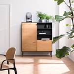 Highboard Xavi fineer van echt hout/metaal - eikenhout/zwart eikenhout