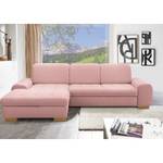 Ecksofa Boussay Webstoff - Webstoff Neli: Rosa - Longchair davorstehend links - Mit Schlaffunktion