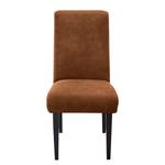 Chaise capitonnée Gramont Aspect cuir vieilli - Microfibre Priya: Cognac