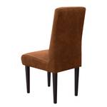 Chaise capitonnée Gramont Aspect cuir vieilli - Microfibre Priya: Cognac