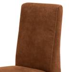 Chaise capitonnée Gramont Aspect cuir vieilli - Microfibre Priya: Cognac