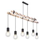 Hanglamp Hermine II ijzer/massief eucalyptushout - 6 lichtbronnen