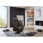 Relaxfauteuil Givors echt leer - Leer Pua: Donkerbruin - Relaxfunctie - Met opstahulp