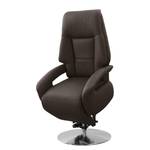 Relaxfauteuil Givors echt leer - Leer Pua: Donkerbruin - Relaxfunctie - Met opstahulp