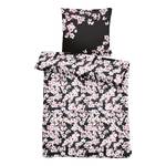 Parure de lit Blossom Satin brillant - Noir - 135 x 200 cm + oreiller 80 x 80 cm