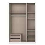 Armoire à portes battantes Alabama Blanc alpin / Gris - 136 x 210 cm - Premium - Avec portes miroir