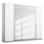 Drehtürenschrank Alabama Hochglanz Weiß / Grau - 226 x 210 cm - Classic - Mit Spiegeltür/-en