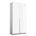 Armoire à portes battantes Alabama Blanc brillant / Gris - 91 x 229 cm - Premium - Sans portes miroir