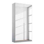 Armoire à portes battantes Alabama Blanc alpin / Gris - 91 x 229 cm - Basic - Avec portes miroir