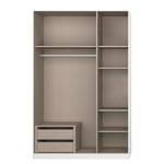 Armoire à portes battantes Alabama Blanc brillant / Gris - 136 x 210 cm - Premium - Avec portes miroir