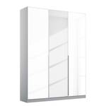 Armoire à portes battantes Alabama Blanc brillant / Gris - 136 x 210 cm - Premium - Avec portes miroir