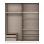 Drehtürenschrank Alabama Hochglanz Weiß / Grau - 181 x 210 cm - Premium - Mit Spiegeltür/-en