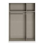 Drehtürenschrank Alabama Hochglanz Weiß / Grau - 136 x 210 cm - Basic - Mit Spiegeltür/-en