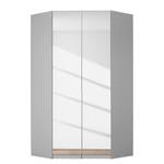 Armoire d’angle Alabama I Blanc alpin / Gris - Hauteur : 210 cm - 2 miroir